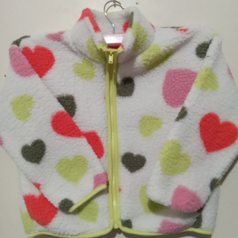 Oldnavy Colorful Heart Pattern Fleece Jacket girls size small